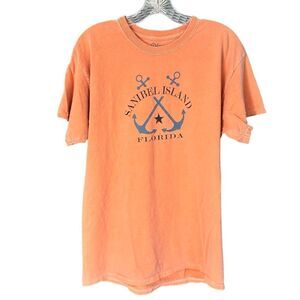 Blue 84 Women's Short Sleeve Crew Neck Tee Sanibel Island  Orange Size Large